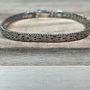 Vintage Italy Sterling Silver 925 Weave Link Chain Tennis Bracelet designer DNT